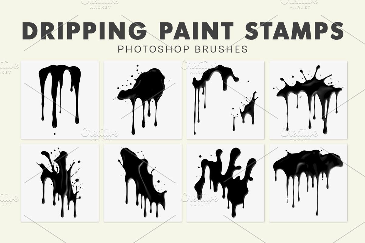 20 Dripping Paint Photoshop Brushes, a Brush Add-On by AB-TheDesigner (Photo 4 of 4)