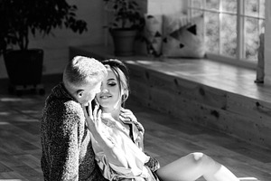 young couple in the morning at home, lifestyle