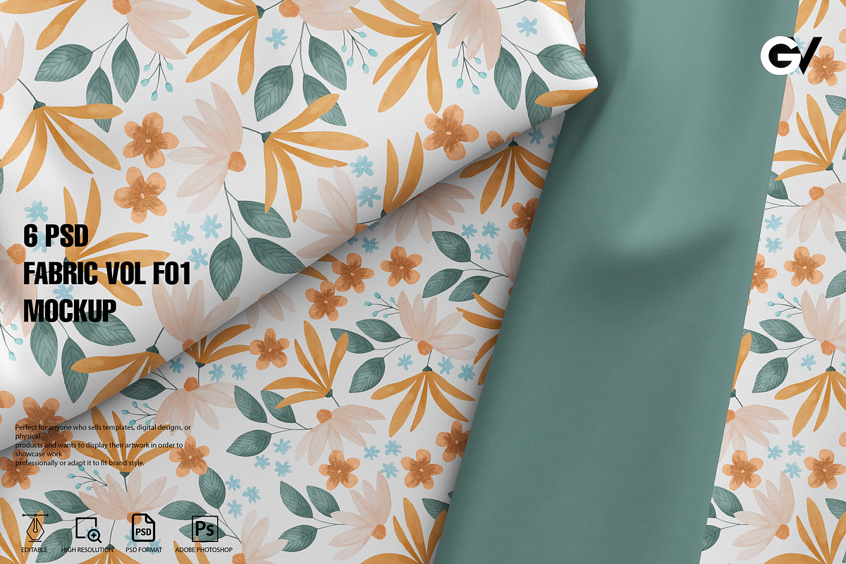 6 PSD Fabric Mockup | fabric mockup, a Household Mockup by GraphicVil (Photo 1 of 18)