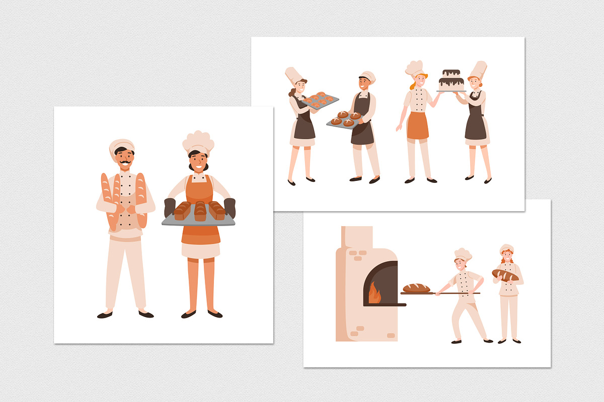 Bakers baking bread, buns set, a Person Illustration by Good Studio (Photo 5 of 5)