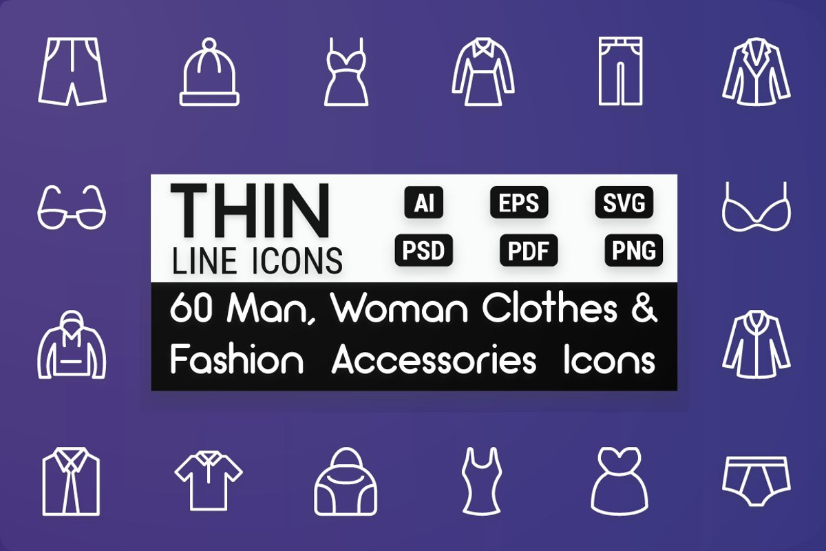 Clothes & Fashion Accessories Icons, an Outline Icon by FlatLineIcons (Photo 1 of 4)