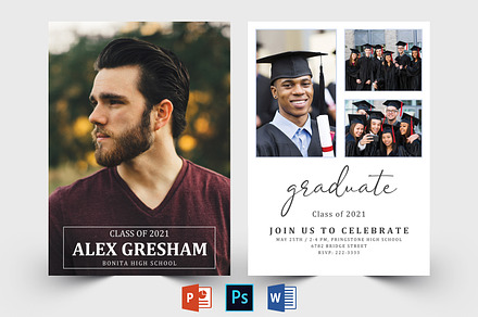 Graduation Announcement Template, a Card Template by Designscozy