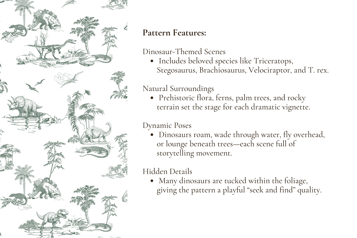 Dinosaur Toile de Jouy Pattern Set, a Background Graphic by Hughes Studio (Photo 3 of 6)