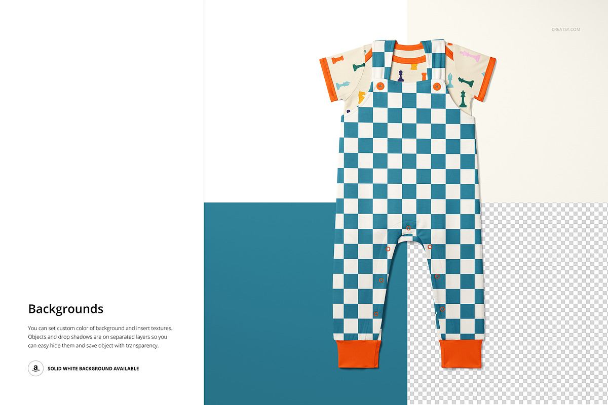 Baby Bodysuit and Overalls Mockup Se, a Bottom Mockup by creatsy5 (Photo 9 of 11)