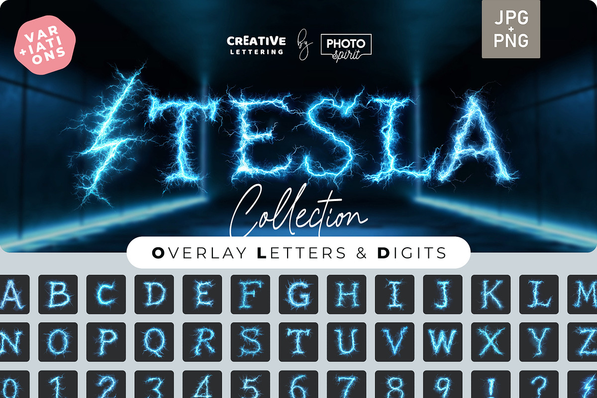 Tesla Coil Lightning Letters Overlay, a Symbol Font by PhotoSpirit (Photo 1 of 8)
