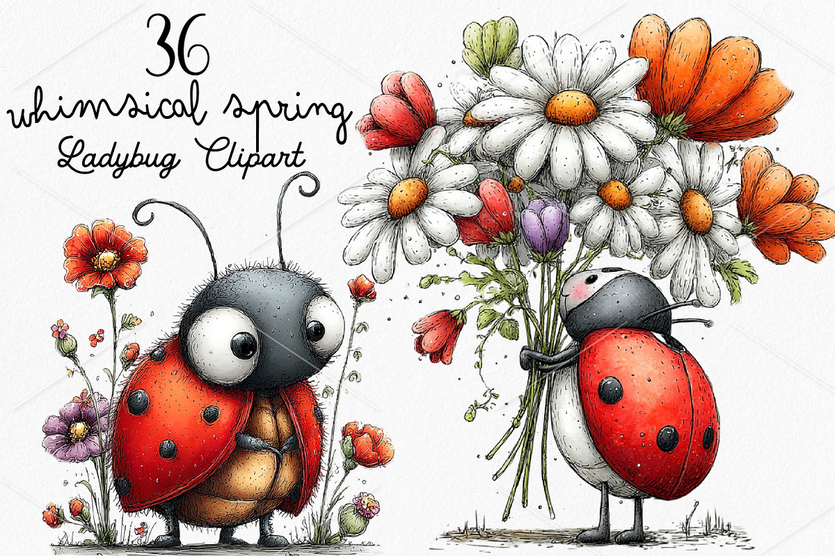 Whimsical Spring Ladybug Clipart PNG, a Seasonal Illustration by Canvas ...
