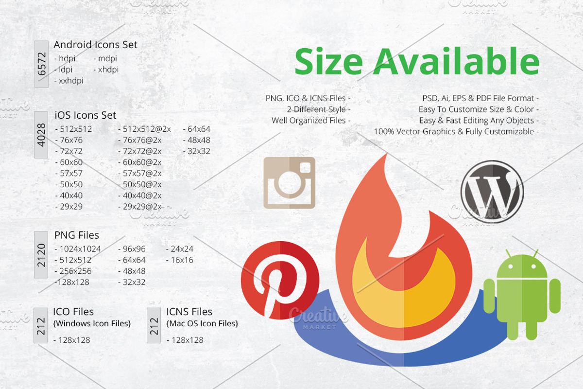 212 Flat Social Media Icons preview 4
