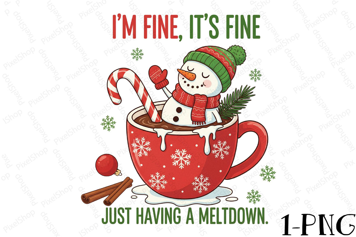 Funny Snowman Meltdown Christmas PNG, an Illustration by DreamPrint404 (Photo 1 of 7)
