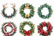 Watercolor Christmas Wreath Clipart, an Illustration by Craft Nest (Thumbnail 3 of 6)