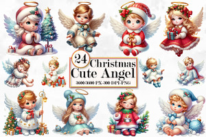 Christmas Cute Angel Clipart Bundle, a Work Illustration by Craft Nest