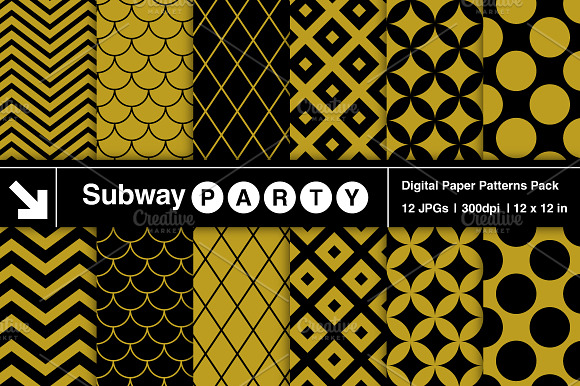 Gold & Black Retro Geometric Papers preview 2