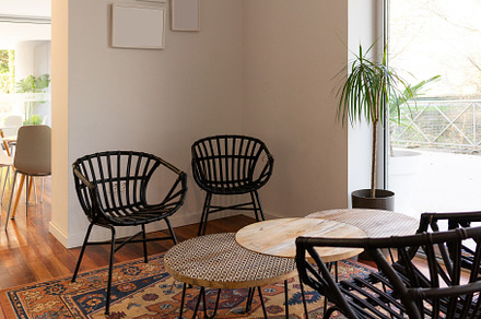 Cozy spot with modern furniture, an Abstract Photo by rubenchase