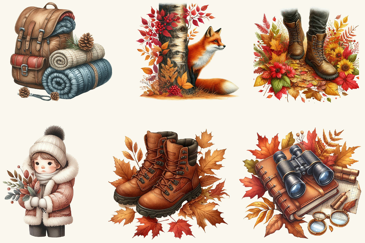 Autumn Nature Walk Clipart, a Work Illustration by cherrydesign (Photo 3 of 3)