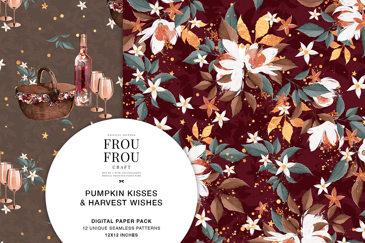 Autumn Fall Burgundy Paper Pack, a Pattern Graphic by Frou Fou Craft (Photo 5 of 7)