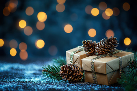 Christmas and New Year background, a Photo by Pavel_design
