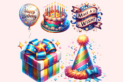 Birthday Clipart PNG Bundle, a Graphic by M9 Design (Thumbnail 2 of 7)