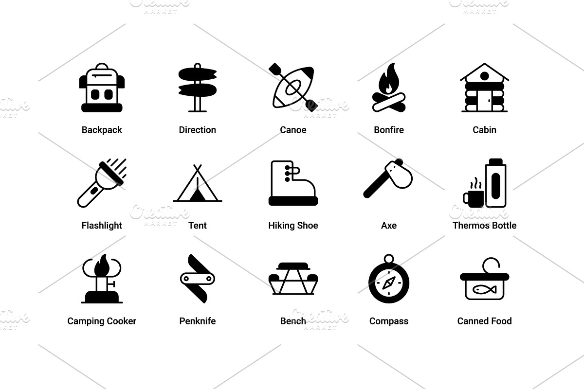 Camping Icons Set, an Outline Icon by Vector Squad (Photo 5 of 5)
