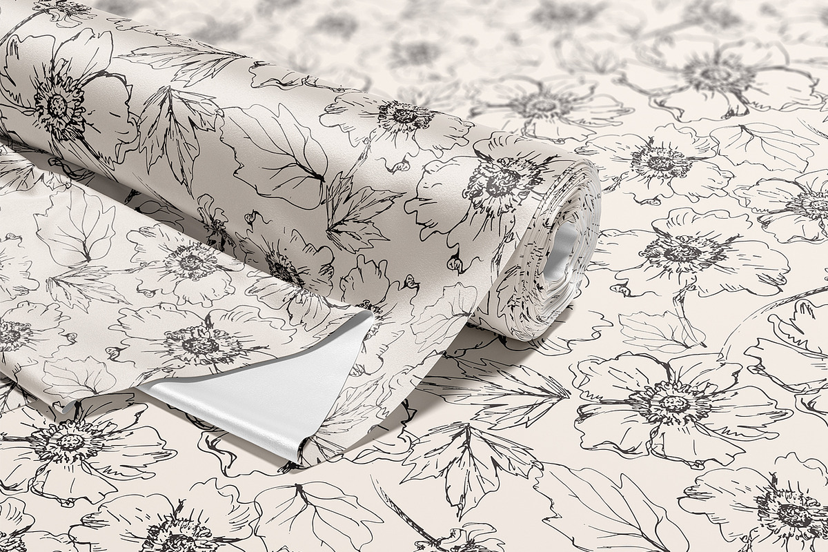 Sketched Japanese Anemones, a Pattern Graphic by MalyskaStudio (Photo 7 of 11)