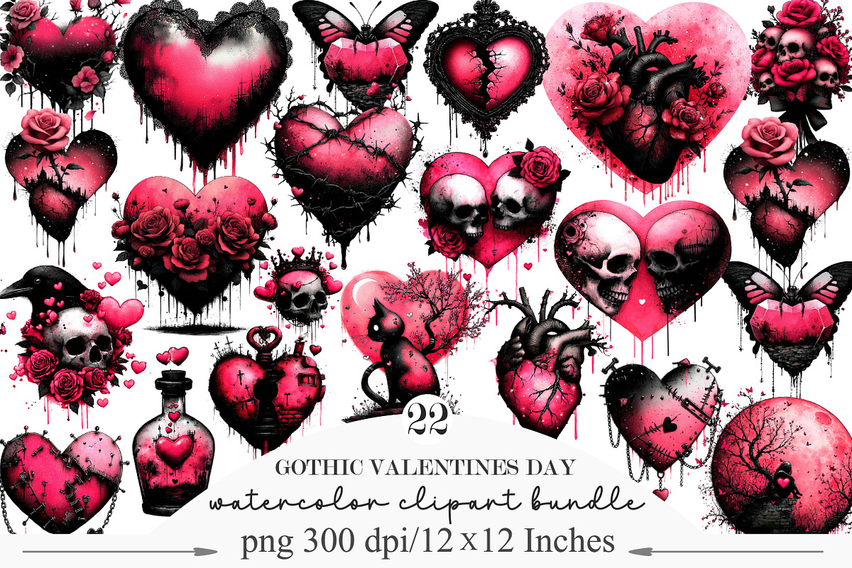 Gothic Valentines Day Sublimation, an Illustration by Designking (Photo 1 of 5)