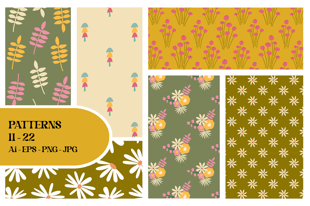 Retro Floral Groovy Vintage Patterns, a Pattern Graphic by Sofico (Photo 11 of 15)
