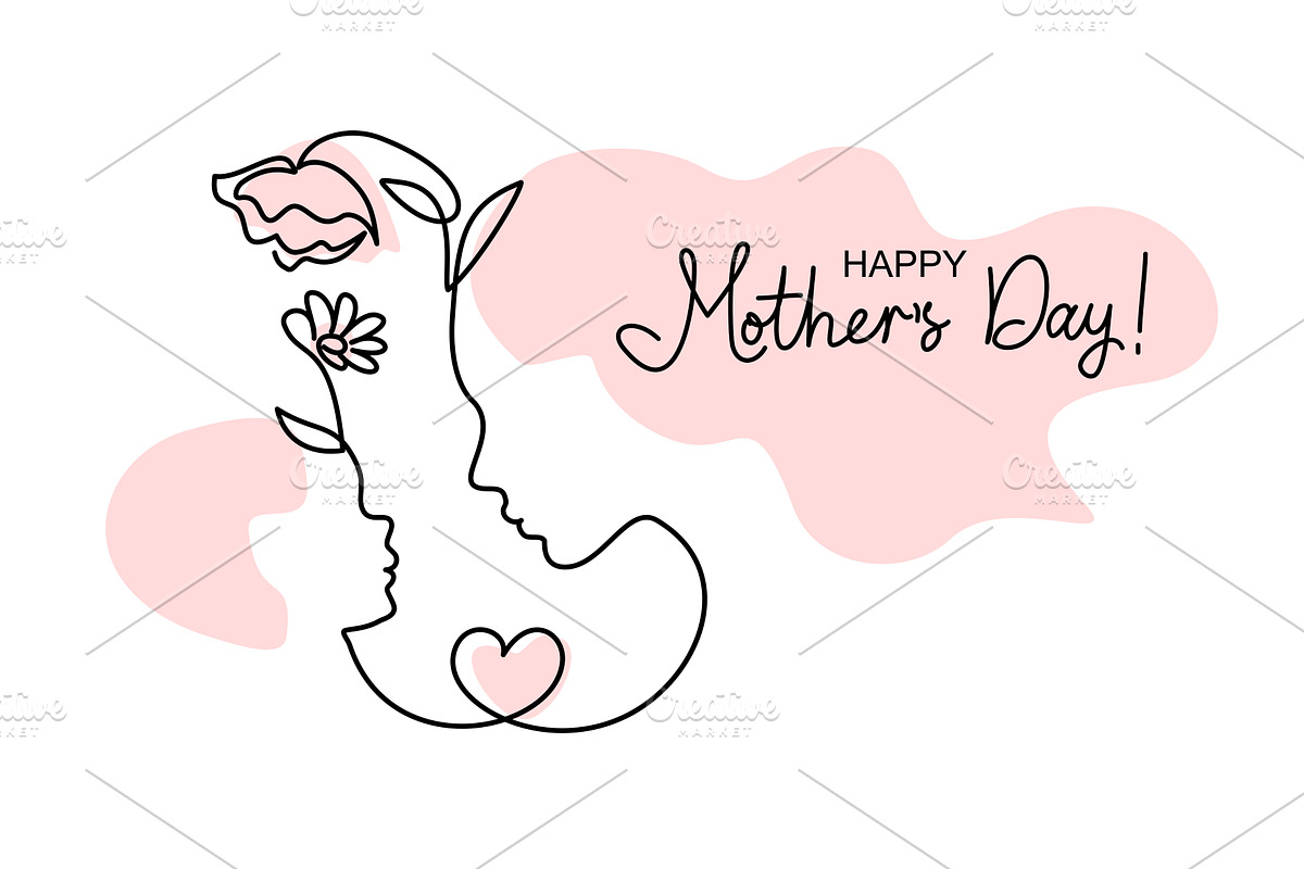Happy Mother's Day concept one line, a Seasonal Illustration by Valenty