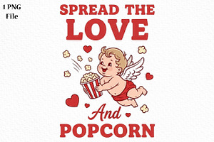 Valentine's Day Png Cupid Popcorn, an Illustration by Canvas Craft