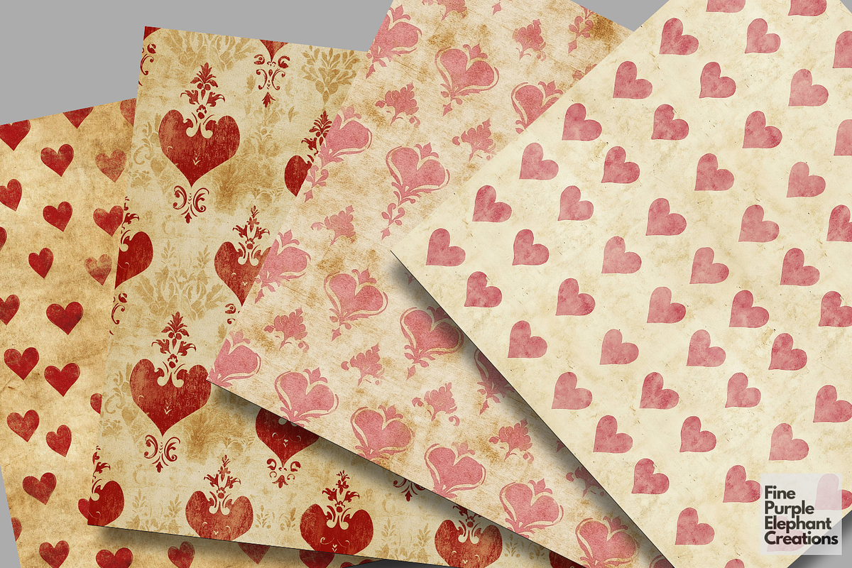 Old Vintage Valentine Heart Grudge, a Pattern Graphic by Fine Purple Elephant (Photo 3 of 5)