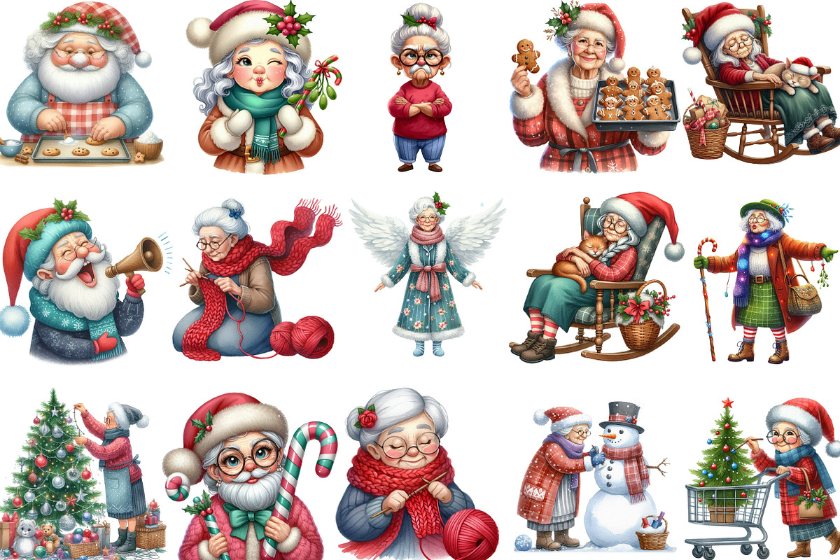 Funny Old Lady Christmas Sublimation, an Illustration by Designking (Photo 2 of 5)