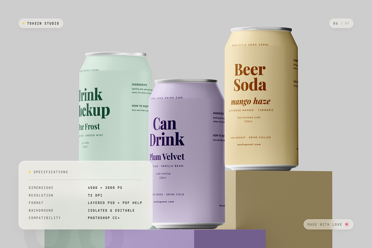 Soda Can Mockup, a Packaging Mockup by Toasin Studio (Photo 6 of 7)