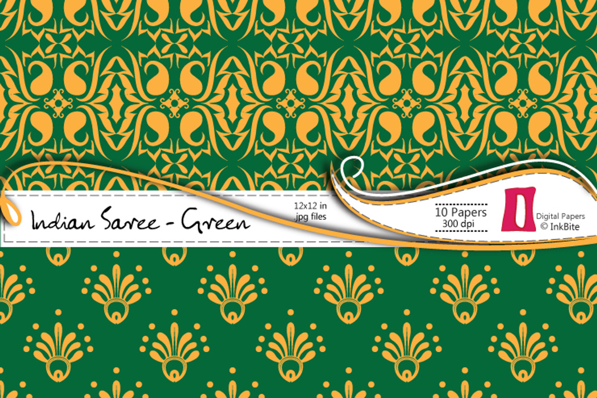 Indian Saree Green Paper Pack preview 3