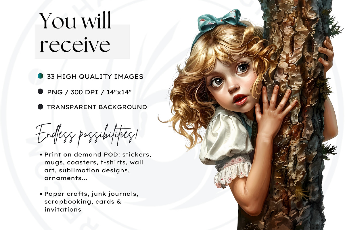 Alice in wonderland Clipart Set, a Person Illustration by ThatsDesignArt (Photo 2 of 11)
