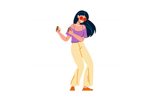 Young woman dancing with sunglasses, a Person Illustration by pikepicture