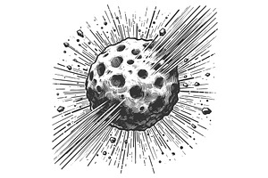 Asteroid Flying Through Outer Space, an Illustration by AlexArt