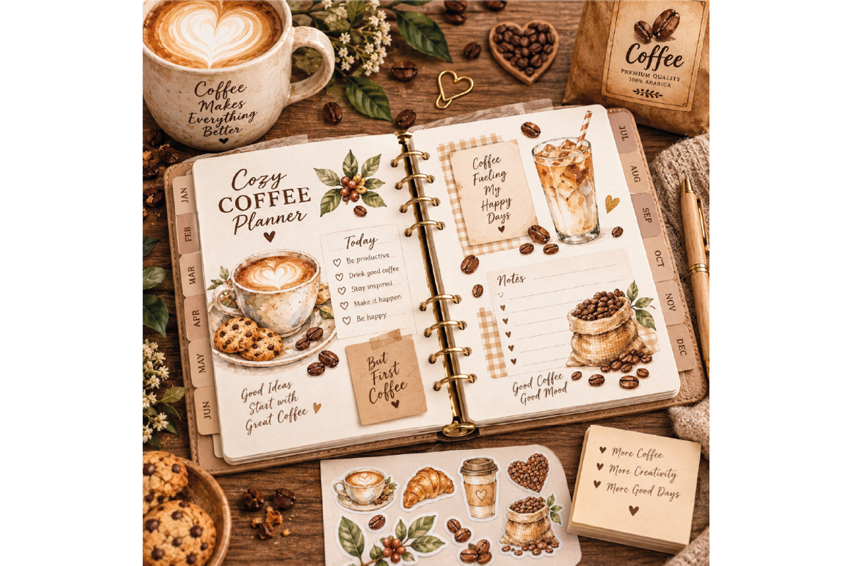 Watercolor Coffee Clipart Bundle PNG, a Food Illustration by Villa 11 Estudio (Photo 4 of 7)