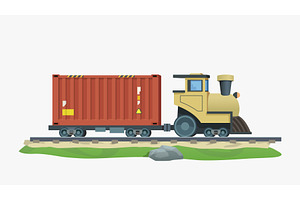 a freight train with red cargo, a Transportation Illustration by IfH