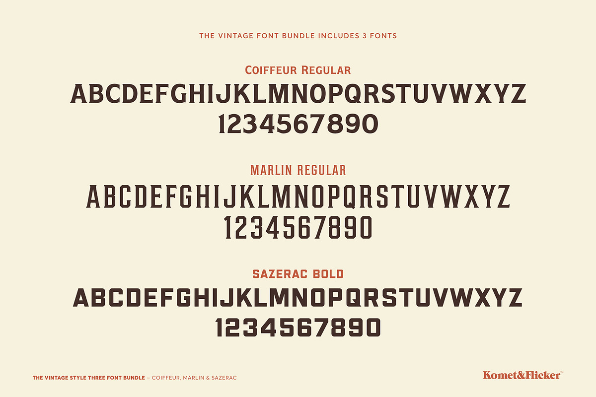 The Vintage Style Three Font Bundle, a Serif Font by Komet & Flicker (Photo 15 of 15)