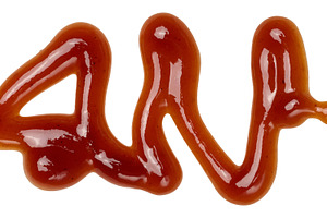 A zigzag smear of thick brown barbecue sauce with a glossy textu, a Food & Drink Photo by ndanko