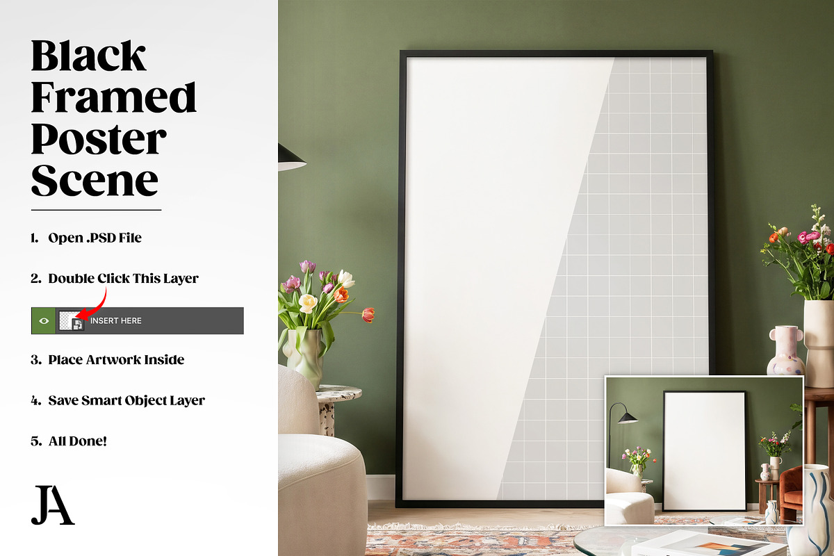 Black Framed Poster 2x3 PSD Mockup, a Household Mockup by Julian Adams (Photo 3 of 3)