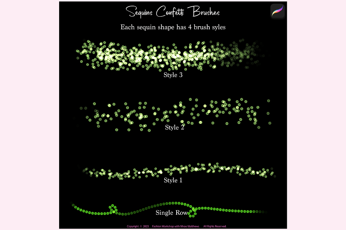SEQUINS CONFETTI Procreate Brushes, a Brush Add-On by Fashion Workshop Bkk (Photo 9 of 11)