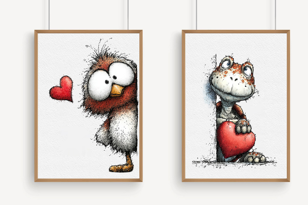 Valentines Peeking Animal Clipart, an Illustration by Libby Wishes (Photo 5 of 6)