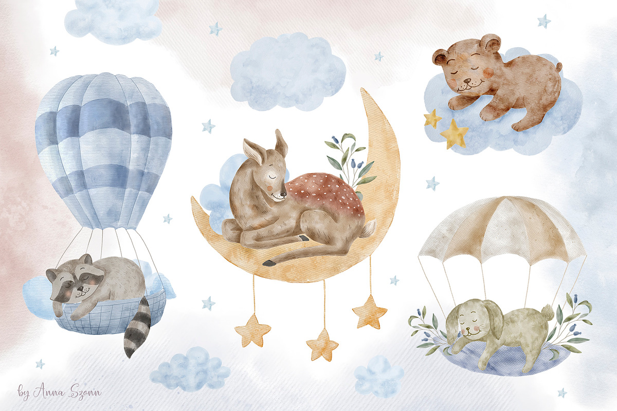 Cute Sleeping Animals., an Animal Illustration by Designwork (Photo 6 of 17)