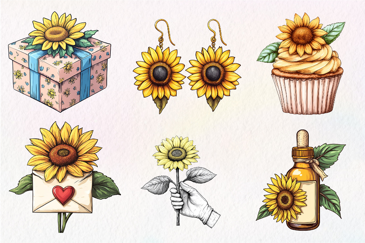 Sunflower Mothers Day Clipart Bundle, an Illustration by CreationArt (Photo 5 of 5)