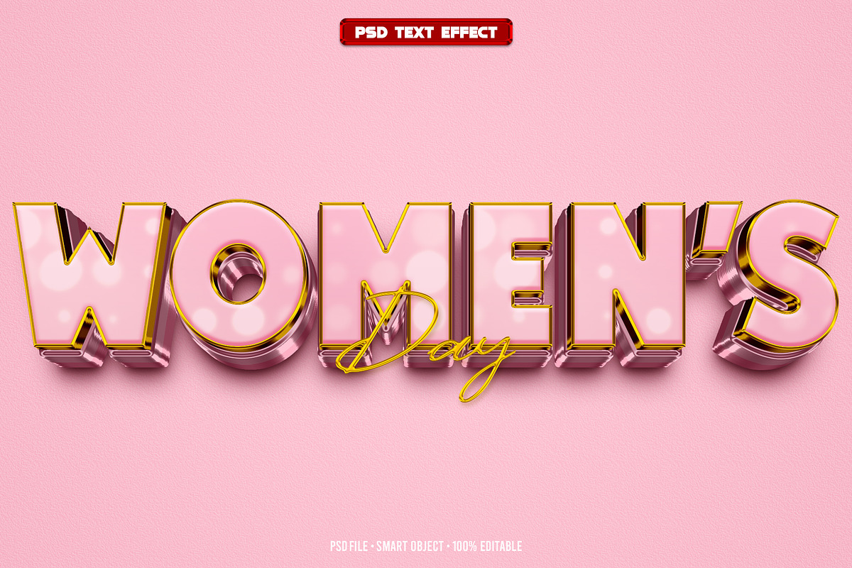 Women's day 3D editable text effect, a Layer Style Add-On by Hello Muh (Photo 1 of 2)