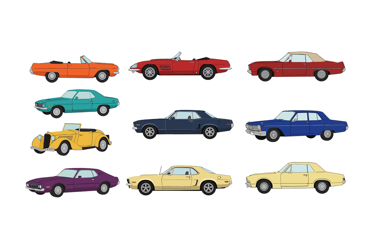 Classic car collection featuring div, an Illustration by designvectx