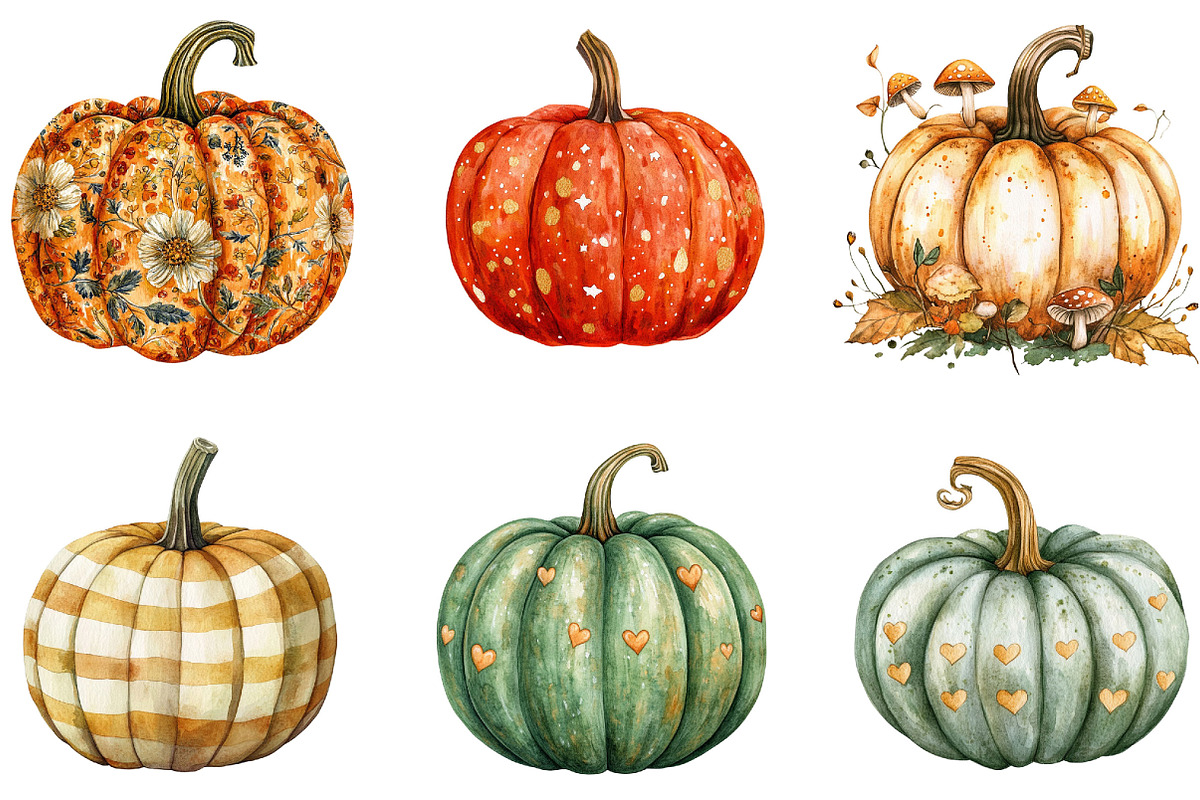 Preppy Boho Fall Pumpkin Clipart, a Seasonal Illustration by Designking (Photo 3 of 4)