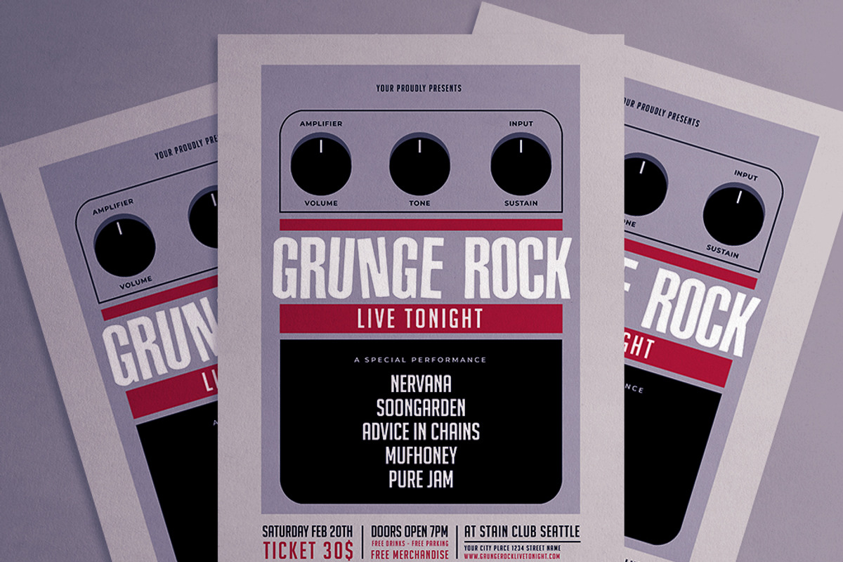 Grunge Rock Live Tonight Flyer, a Flyer Template by AdamHasan (Photo 1 of 3)