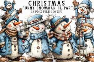 Funny Christmas Snowman Clipart, an Illustration by Libby Wishes