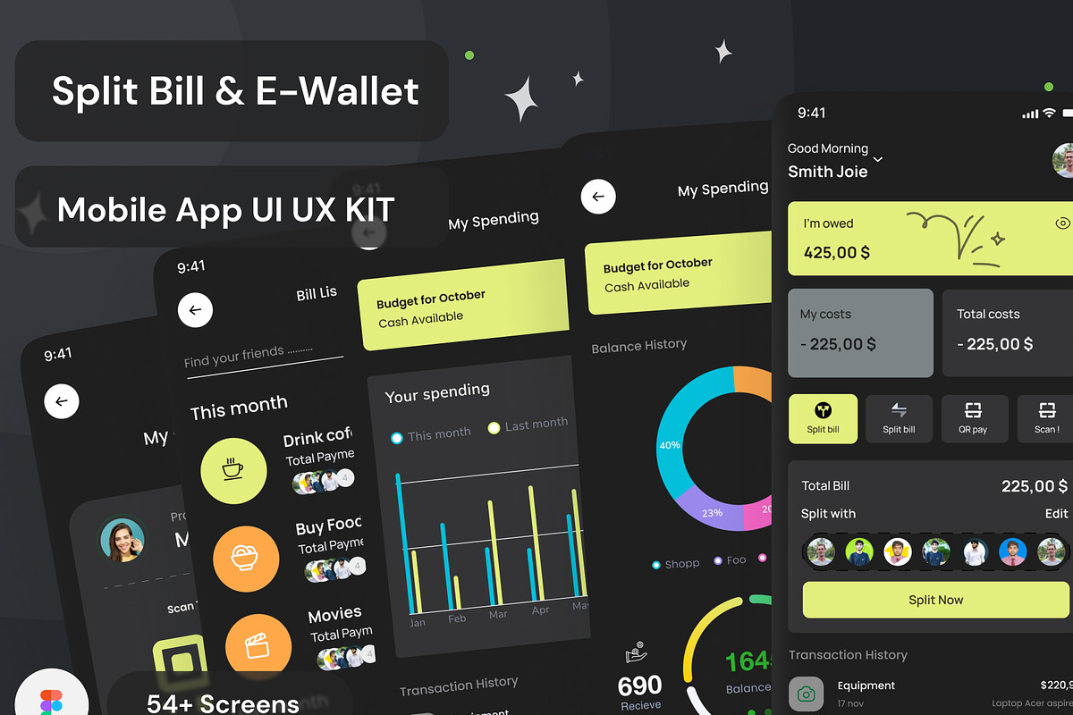 E-wallet UI Kit | Split Bill Mobile, an UI Kit Template by Muhammad_Ahmad (Photo 1 of 6)