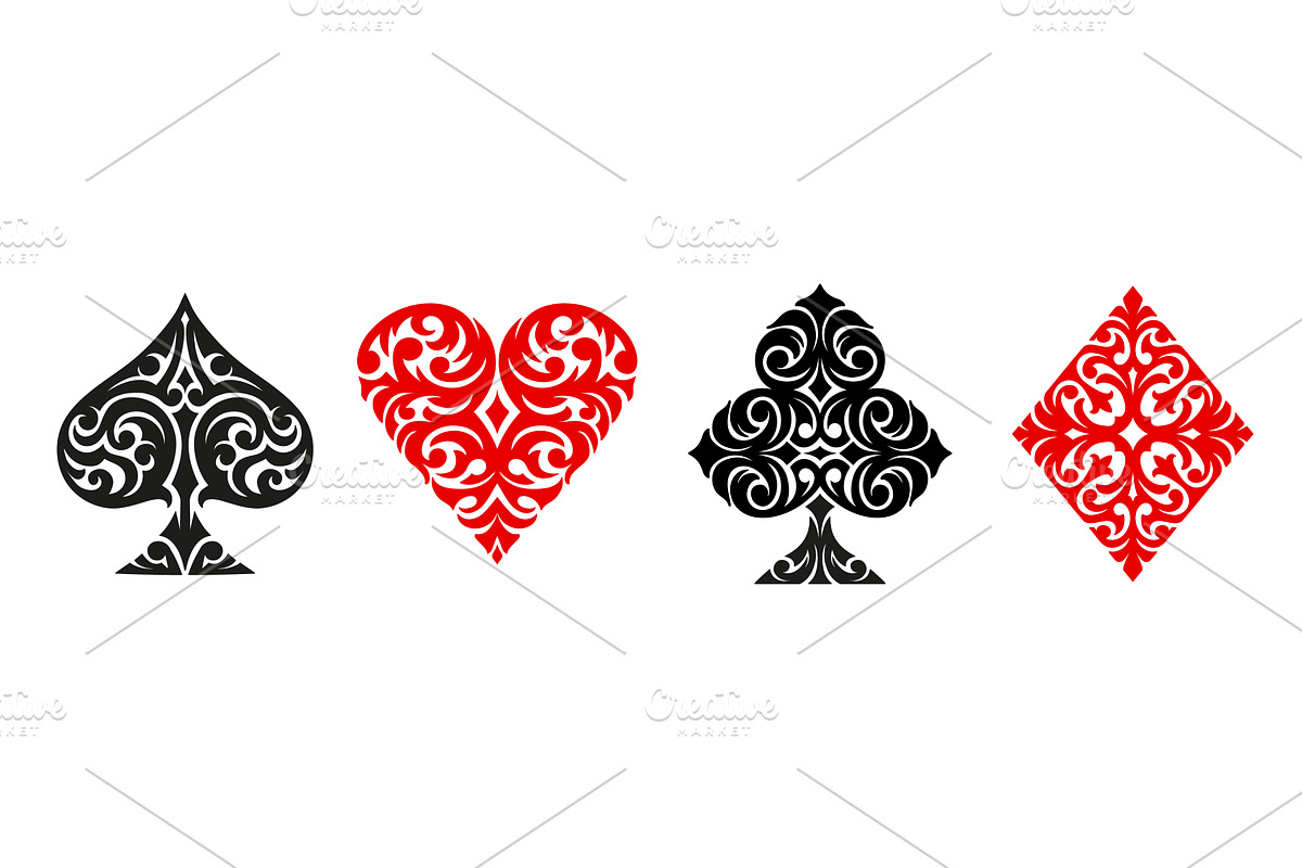 Casino poker card suits, an Object Illustration by Vector Tradition