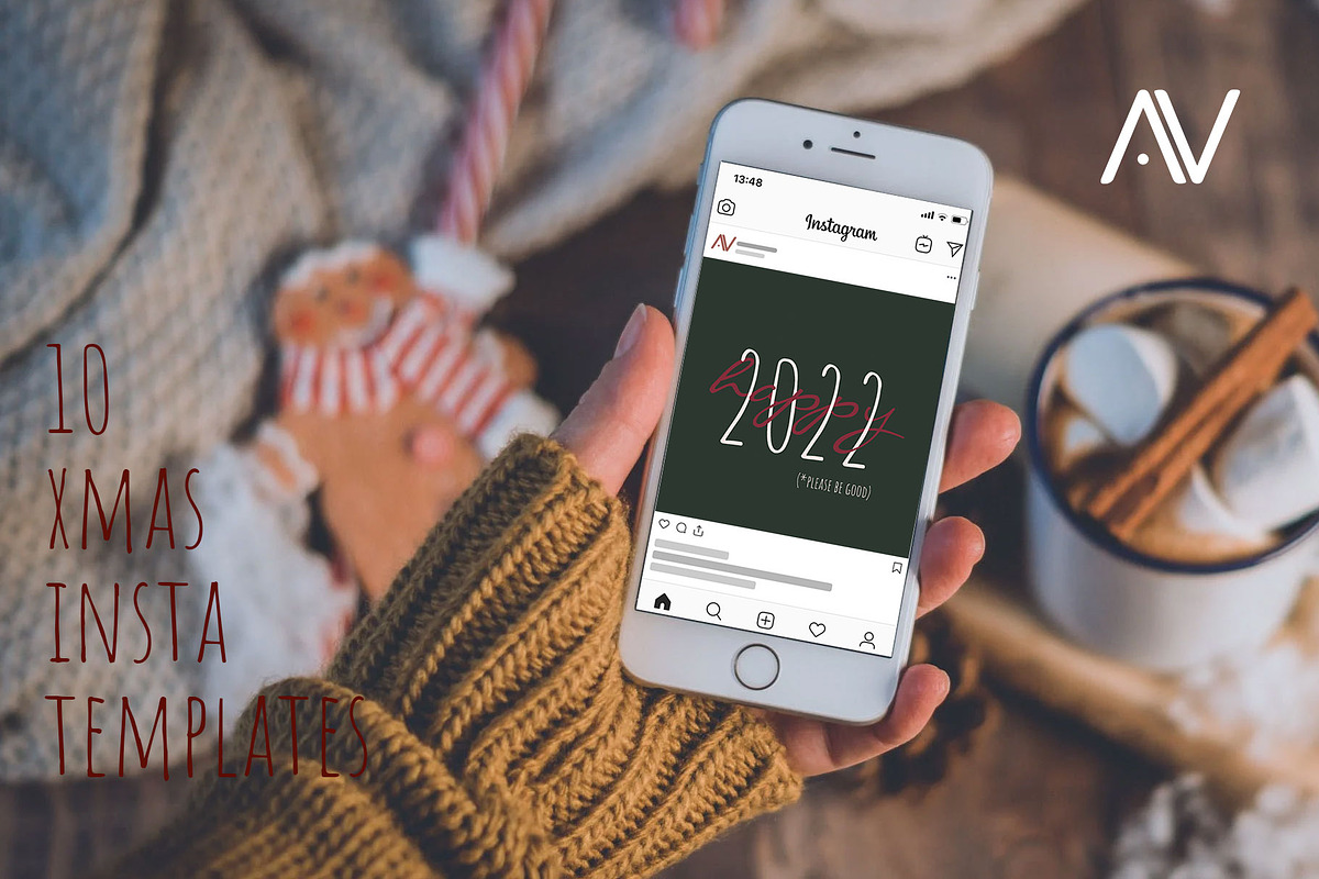 10 FESTIVE INSTAGRAM TEMPLATES, a Social Media Template by Anastasia_avgr (Photo 1 of 4)